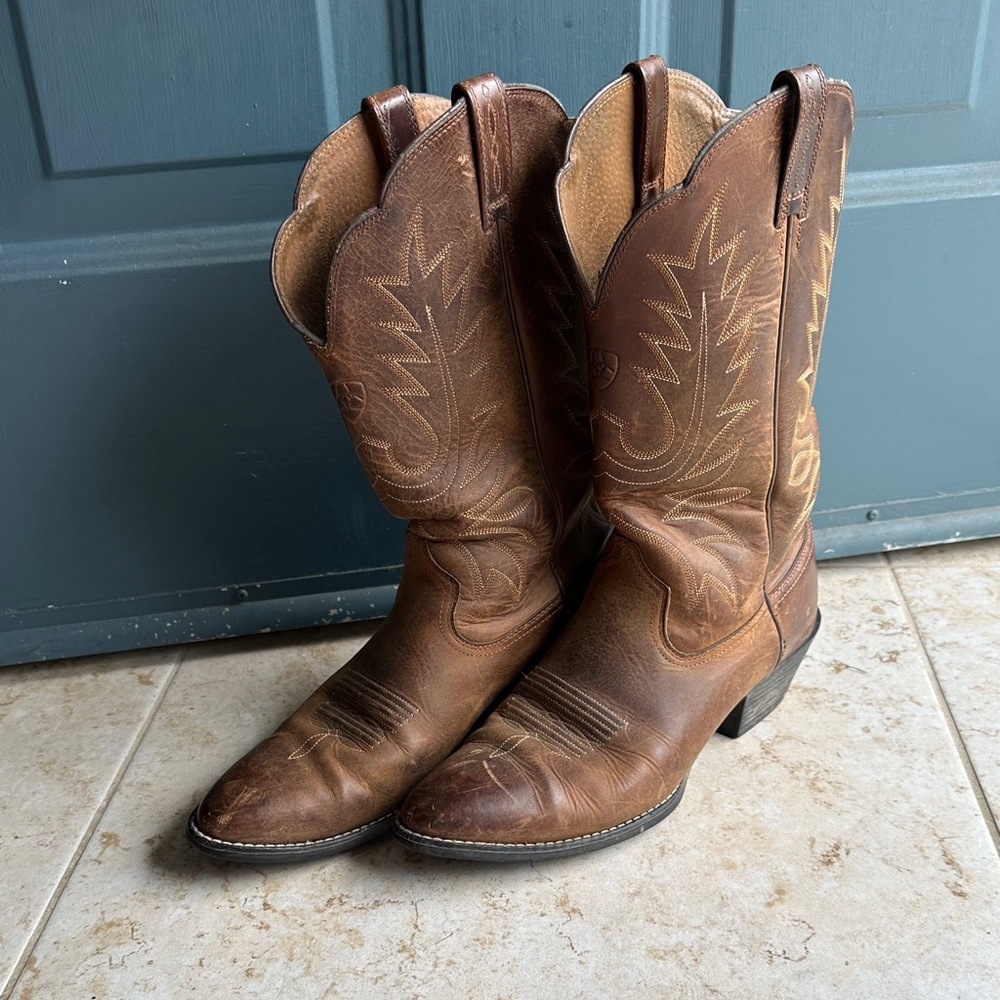 Ariat Heritage R Toe Western Brown Leather Cowboy Boots